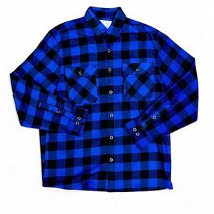 Flannel Bunker Men’s Blue & Black Long Sleeve Flannel Inkwell Tattoo Co. Size XL